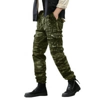 Xinqinghao muške hlače casual mužjak casual mid struk teretni pant kamuflaža pune dužine džepne patentne patentne pantalone hlače baggy kombinezons maskirnih boja 36