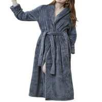 WRCNOTE Žene Solid Bool Bool Betted Sherpa Bathrobe Plain Home V Nepromjerljivi plišani ogrtači s dugih