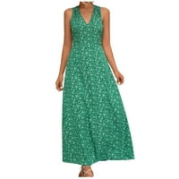 Haljina za gležanj za žene tiskane modne casual i ljetni cvjetni gležanj haljina bez rukava s rukavama