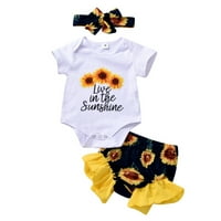 Djevojčica Ljeto Slatka odjeća odjeća za djevojke Dječja odjeća suncokret Uit + pamučne kratke hlače sa remenom slatkih kratkih seta 0 meseci