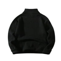 Niuer muški džemper visoki vrat pulover dugih rukava s dugim rukavima Top pletena duksevači čvrsta boja crne xl
