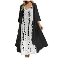 Ženske haljine Maxi rukava Ležerne prilike, Ljetna haljina s V-izrezom Crna M