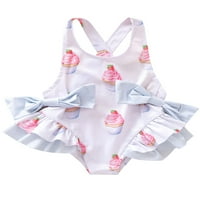Huakaishijie Toddler Baby Girls That torg Print Ruffle Bowknot Kupanje odijelo 0- godine