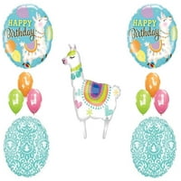 Llama tapiserija Happy Birthday Party Balloons Dekorativni materijal Aqua