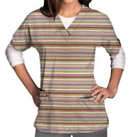 Ženski vrhovi kratkih rukava s majicama V-izrez radni vrhovi trak s tri džepa bluza