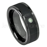 Crni cijev rez volfram prsten - 0,07ct Solitaire Alexandrit Ring - Personalizirani vjenčani prsten za