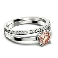 Spektakularno i ukrasno 1. Carat okrugli morgatitni morgatiitni prsten za angažman, vjenčani prsten, mladenka u sterlingu srebrna sa poklonom bijelog zlata od 18k za nju