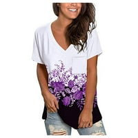Košulje za žene Grafička moda Plus veličina gradijentna boja V-izrez kratki rukav ružini ženski vrhovi