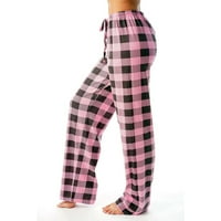 Žene karirane pajama hlače udobne salonske hlače spavaju pj dno jogger pantalone sa džepovima