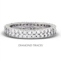 -Svažnosti za bijelo zlato za putovanje 2. karata Ukupni prirodni dijamanti Dvo redni pojas vječni prsten