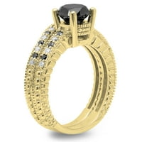 DazzlingRock kolekcija 1. Carat 14K Crno-bijeli dijamantski ženski angažman prsten set CT, žuto zlato,