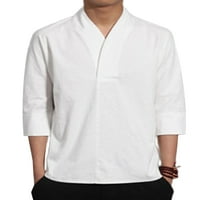 Bomotoo muškarci Čvrsta boja retro bluza Vintage majica Ljeto Comfy rukava za majicu rukav okrugli rub