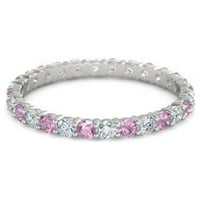 Okrugli oblik ružičasti CZ srebrni srebrni u potpunosti za žene vjenčani prsten