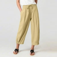 Ženske hlače Sawvnm Žene Ležerne prilike labave džepove Elastični struk Udobne pantalone za gležnjeve