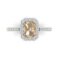 2. CT Sjajni smaragdni rez Clear Simulirani dijamant 18k bijeli zlatni halo pasijans sa Accenting prstenom