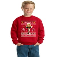 Fragilni božićni božićni ružni božićni džemper unise dječaci Djevojke Crewneck Grafička dukserica, crvena,