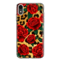 Apple iPhone XR leopard crvene ruže Dvostruki poklopac telefona