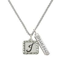 Delight nakit silvertni šljunčani granični inicijal - J Silvertone neustrašiva bar šarm ogrlica, 23