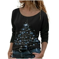 Žene dugih rukava Božićno drvce za ispis pulover bluza