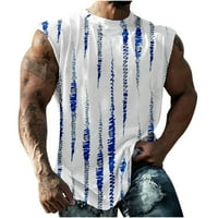 Grafički rezervoar za muškarce Labavi fit Ležerne prilike bez rukava Sjeverna majica Striped Print Modna Workout Teretana