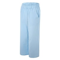 IOPQO ženske hlače posteljine hlače Ležerne prilike plus boja Sve - Ženske hlače Ravne pune plus veličine Hlače Capris hlače za žene plavo m