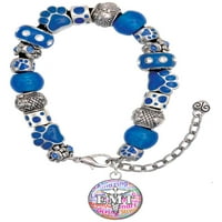 Delight nakit silvertone snimljen više boja EMT Blue Paw Print Narukvica od perle, 7 + 2
