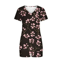 Ženska ljetna pidžama Casual Soft V izrez kratki rukav i kratke hlače sa visokim strukom, salon za spavanje
