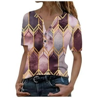 Majice za žene Ljeto Retro V-izrez za pozicioniranje cvjetnog tiskane majice kratkih rukava majica