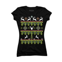 Jelena božićna tema Juniors Black Graphic Tee - Dizajn od strane ljudi 2xl