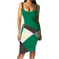 Ženska modna ležerna ljetna kratka rukava sa ramena Ispis Okrugli izrez Haljina zelena XXL