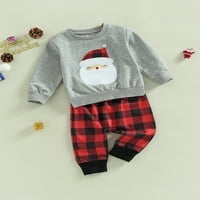 Huakaishijie Toddler dugih rukava Outfits Baby Boy Girl Santa Majica Top dugačke pantalone pantalone
