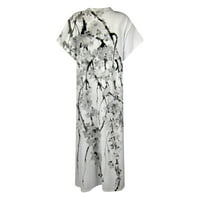 Haljine za žene udobne ženske kratkih rukava s kratkim rukavima s V-izrezom Ljetna haljina s cvjetnim zabavama bijela l