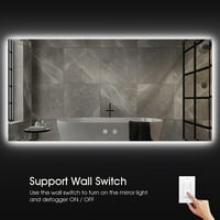 LED pozadinska u kupaonicu Ogledalo protiv magle zatamnjeno Zidno montirano Zidno montirano Zidno sjećanje, sa svjetlom, sa dodirnim prekidačem podesiva svjetlina 6000K