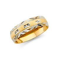 Jewels 14k bijeli i žuti zlatni prsten dva tonska muška kubična cirkonija CZ godišnjica vjenčanica veličine 11.5