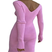 Diconna ženska džaver džemper haljina casual solid color pletene bodycon midi haljina za plažu Club