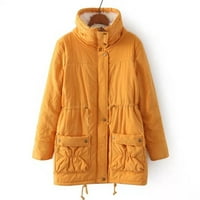 Prodaja Ženska Jesen Zimski topli kaput Casual Parkas Overcoat Fleece džepna odjeća sa jaknom sa vučnim žutom s