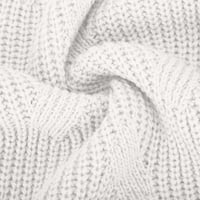 Ženski pleteni džemper vrhovi pulover padajućeg proljeća čvrsta boja odjeću trendi teen djevojke dugih rukava s dugim rukavima, opušteni bijeli xl