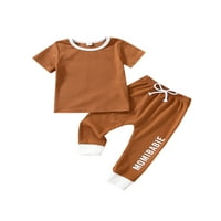 Multitraust Baby Kid Hlače postavljaju majicu kratkih rukava sa slovima za ispis dugačke hlače za djevojčice dječake