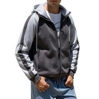 Muška moda Jednostavna tanka fit čvrsta boja džep dekoracija kardigan dugih rukava kaput sa kapuljačom puna zip kišna jakna