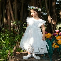 Djevojke bijeli ruffle rukava Boho čipka cvijeća djevojka haljina haljina