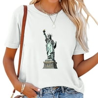 Kip Liberty Crtani stil New York City Graphic ženska majica - Trendi i udobni ljetni vrh Us. Ustavni dan Day