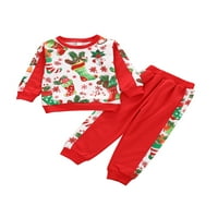 Toddler Baby Boys Girginje Božićne odjeće Duge rukave Jelene čarape Ispiši pulover Duks top + hlače Set odjeće