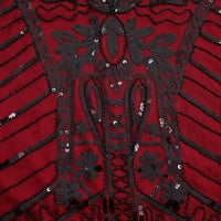 Outfmvch fringe haljina crvena haljina V-izrez kratki rukav vintage tels repna haljina za rep midina