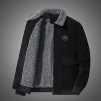 Muška jakna s dugim rukavima modna, casual pamučna jakna Corduroy baršun zadebljani dugi rukav prevelik kaput labav crna veličina xl