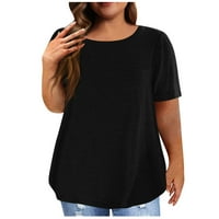 Ženski vrhovi vrat za brod žene bluze casual pune košulje s kratkim rukavima ljetni crni 3xl
