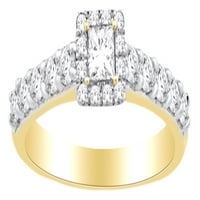 0. CT Princeza i okrugli bijeli prirodni dijamantni zaručni prsten u 14k žuto zlato sa prstenom veličine-11