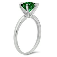 CT sjajan okrugli rez simulirani smaragd 14k bijeli zlatni pasijans prsten sz 10.75