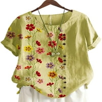 Grianlook dame labavi cvjetni print majica za majicu CREW izrez vrećicu sa loungewewwir gumb niz ljetne