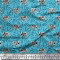 Soimoi plavi baršunasti tkanini odlazi i umjetnički slonkovit životinjski ispis tkanina sa dvorištem