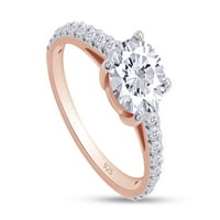 Zaručni prsten za žene, 18k ruža zlato preko sterlinga srebrni prsten 1. CT D boja VVS Clarity Okrugli